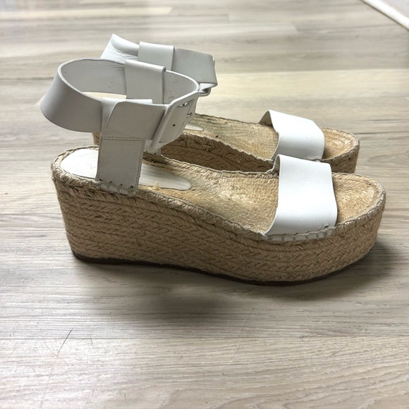 Vince Sandals Women's 9 Espadrille Wedge Platform Ankle Strap Buckle White Abby - Picture 3 of 14